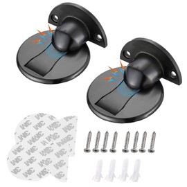 Hekyip - Tope de Puertas Magnético 2 piezas, Tope Magnético Invisible Imanes, Con Autoadhesivo y Montaje de Tornillo Oculto, Sin Taladrar, para el Hogar, la Oficina, el Dormitorio (Negro2pcs)
