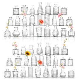 ROLLSCERAY Bud Vases in Bulk 50, Glass Vases for Centerpieces, Small Vases for Flowers, Small Flower Vase for Centerpieces, Mini Vintage Vase, Clear Bud Vases for Wedding Table Decor
