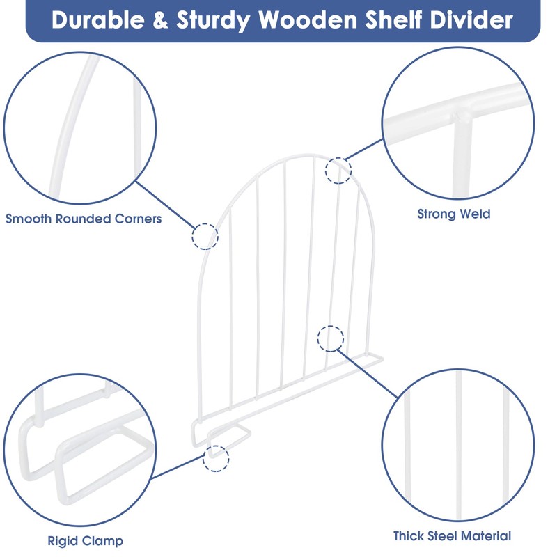 SSAWcasa Tall Shelf Dividers, 8 Pack 12’’ Shelf Dividers for