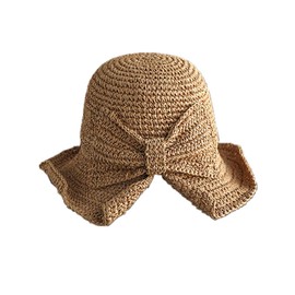 AMgrocery Straw Hat, Ribbon, Gift, Mother's Day, Spring, Summer, UV Protection, Sunscreen, Cute, Foldable, Sunshade, UV Protection, Size Adjustment (Yellow Ocher)