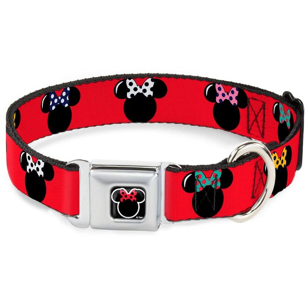 Buckle-Down Dog Collar Seatbelt Buckle Minnie Mouse Silhouette Red Black