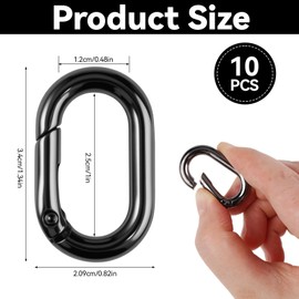 Pack of 10 Small Carabiners, 1 Inch Oval Spring Carabiner Hook, Black Carabiner O-Ring Small, Metal Ring Carabiner for Key Chain Hooks and Purse Key Ring Replacement Parts