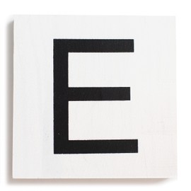 Stiles Letter Tiles, Wall Decor, Wooden Crossword Letters for Living Room, Dining Room, Kitchen, or Bedroom, Family Signs for Home 3.5 Inch, White, Letter E