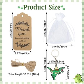 INSYOHO 36 Sets Dinosaur Baby Shower Decorations Favors - Keychain with Organza Bag & Thank You Card, Dinosaur Baby Shower Party Favors for Gender Reveal, Birthday Party Gifts Supplies for Boys Girls