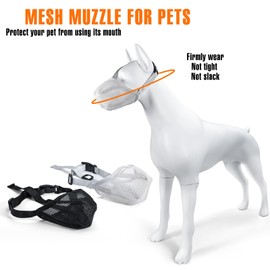 Dog Muzzle with Adjustable Strap Air Mesh Muzzle for Small Medium Large Dogs Breathable Soft Muzzle Anti Biting Barking Chewing Licking Allows Panting Drinking (Gray M-Snout:9½"-10½")