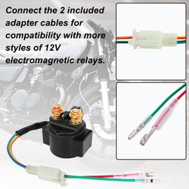 RUHUO Starter Solenoid Relay 12V GY6 4-Stroke Engine 50cc 70cc 90cc 110cc 125cc 150cc 200cc 250cc Compatible with Dune Buggy ATV Dirt Pit Bike Scooter Go Kart Quad 4 Wheeler Moped (2 Adapter Cables)