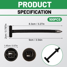 Yooyan 100 Stück Nylon Universal Cable Tie Buckle,Universal-Kabelbinder-Schnalle, Mehrzweck Kabelbinderwerkzeug aus Kunststoff, Stift und Knopf, UV-beständig, für Tägliche Autoreparatur