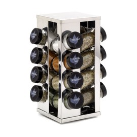 Kamenstein Heritage 16-Jar Revolving Countertop Spice Rack Organizer with Free Spice Refills for 5 Years