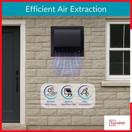 TURvent 100 mm Weather Protection Grille Anthracite - Black - Plastic Exhaust Grille Cover Extractor Hood Outdoor - Ventilation Grille with Hood - Exhaust Hood for Dryers - Weather Protection Cover