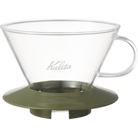 Kalita WDG-185 Coffee Wave Series Glass Dripper for 2-4 People, Army Green #05110