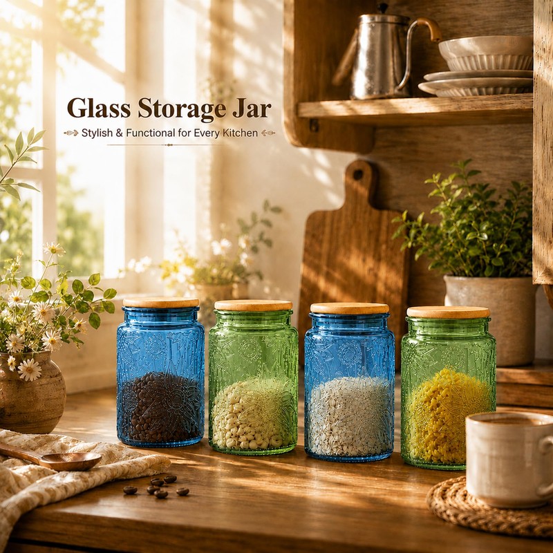 Custde Glass Storage Jars With Airtight Lid, 35oz Canister For