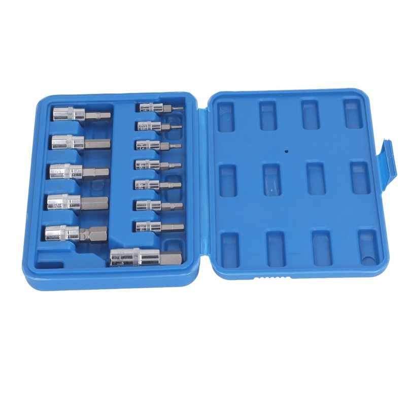 13 Pcs Hex Bit Socket Set 1/4 3/8 1/2 Inch