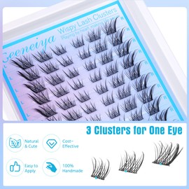 Geeneiya Manga Lash Clusters Fairy Cat Eye Lash Clusters Natural Fox Eye Eyelashes Clusters Wispy C Curl Cluster Eyelash Extensions Anime DIY Individual Lashes Natural Look by Geeneiya, Left and Right