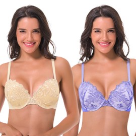 Curve Muse - Sujetadores con aros para mujer, talla grande, añade 1 y media copa, Desnudo, mave (paquete de 2), 34DDD