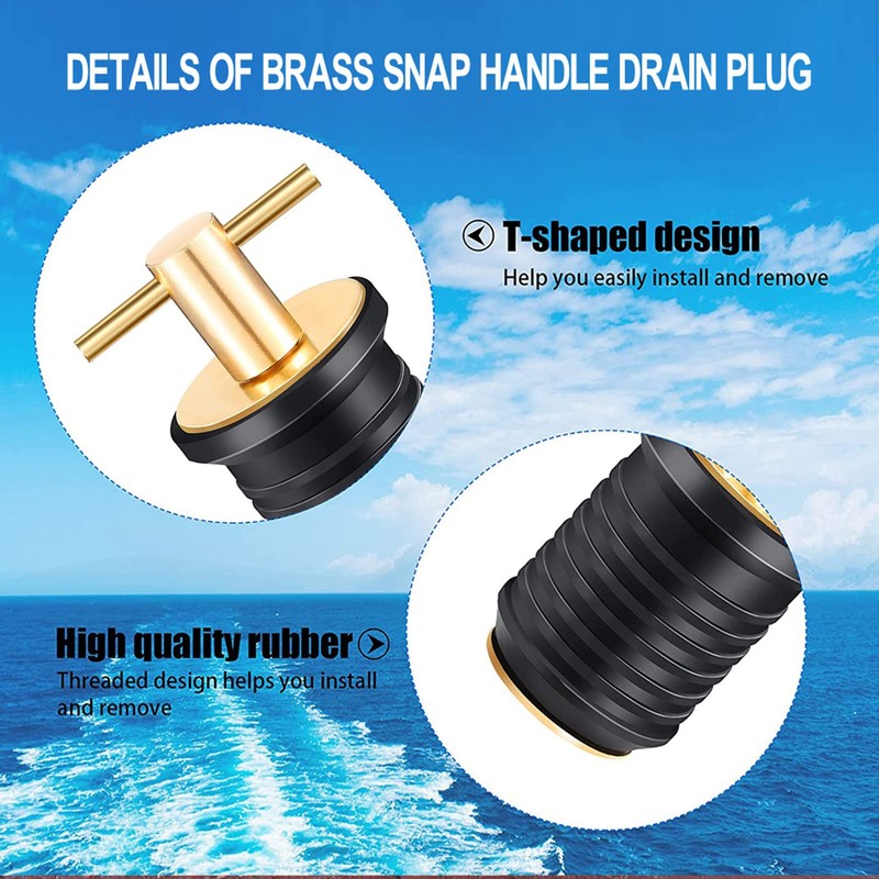 Drain Plug, 3/4-inch, 1-inch or 1-1/4-Inch Snap, T-Shape Drain Plug
