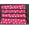 Unbranded Polka Dot Pencil Pouch Case 3 Compartment Ring Pen