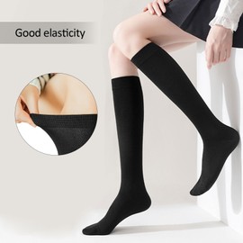 UILYNIU 4 Pairs Knee High Socks for Women and Men, Casual High Socks, Soft Long Socks, Pop Socks, Breathable Smooth, Winter Boot Socks, Long Cotton Knee High Socks, Knee Socks for Sport Travel (Black)