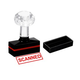 PATIKIL Scanned Stamp Self Inking, Red Ink Office Stamps Pre Inked Message Stamp Refillable Business Stamp, Black