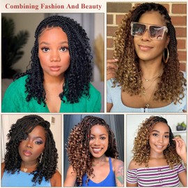 Boho Box Braids Crochet Hair 8 Packs Boho Crochet Braids Pre Looped 1B Goddess Box Braids Crochet Hair for Black Women 14 Inch Boho Braids Crochet Hair Extension