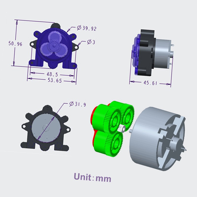 DC 6V DIY Dosing Pump Mini Peristaltic Dosing Head Self-Priming