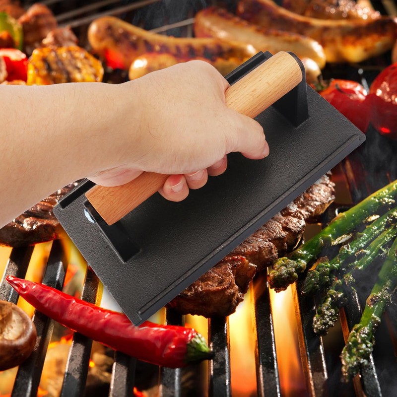 3 Packs 8.26 x 4.3 Inch Cast Iron Grill Press
