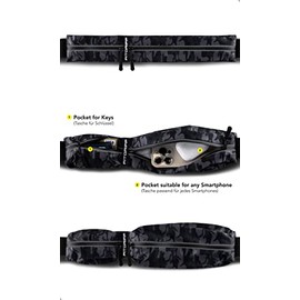 Fitgriff® Cinturón para correr para teléfono móvil - Bolsa para correr, bolsa de cintura, cinturón deportivo, cinturón para correr para trotar, correr