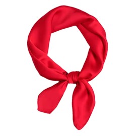 U/R pure color square scarf head scarf neckerchief for Women 27 by 27 Inch (red)