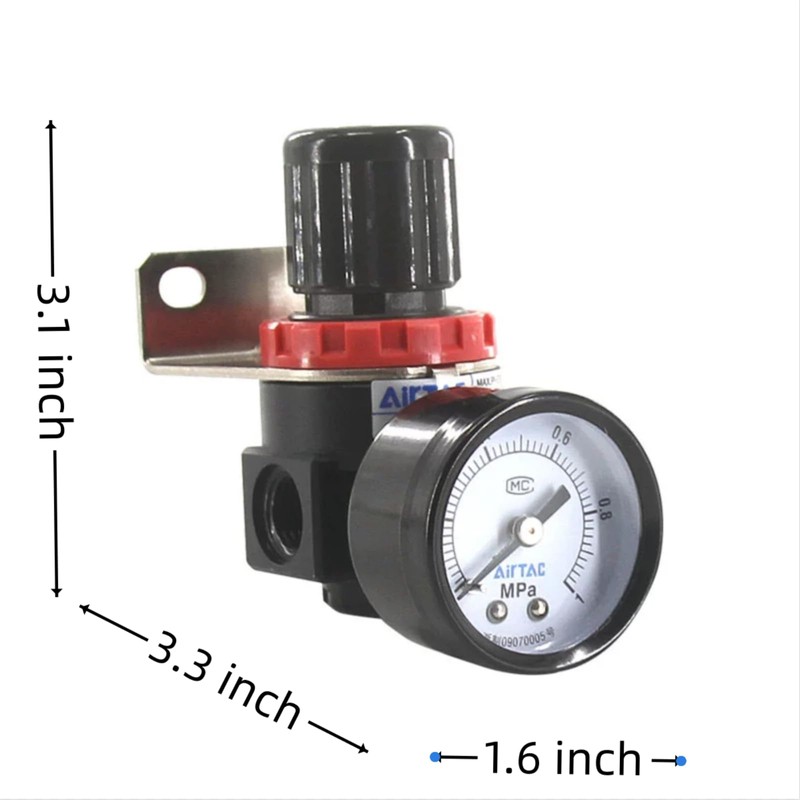 Air Compressor Pressure Regulator Airtac AR2000 1/4'' NPT with Bracket