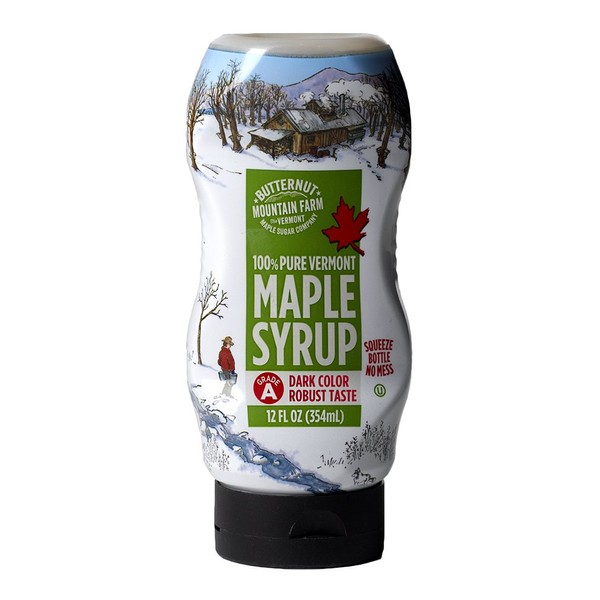 Butternut Mountain Farm Pure Maple Syrup From Vermont, Grade A (Prev. Grade B), Dark Color, Robust Taste, All Natural, Easy Squeeze, 12 Fl Oz