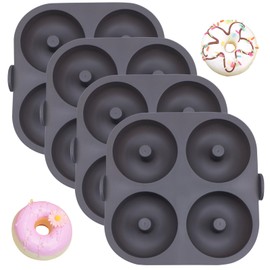 Butabeishy Silikon Donut Backform Set, 4 Stück, 4 Donuts pro Form, 21x20 cm, Grau
