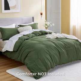 Bedsure Olive Green Duvet Cover Full Size - Soft Double Brushed Duvet Cover for Kids with Zipper Closure, 3 Pieces, Includes 1 Duvet Cover (80"x90") & 2 Pillow Shams, NO Comforter