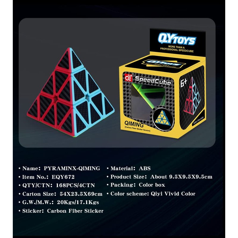 Roxenda Pyramid Speed Cube, 3x3x3 Qiming Pyramid Speed Cube Puzzle