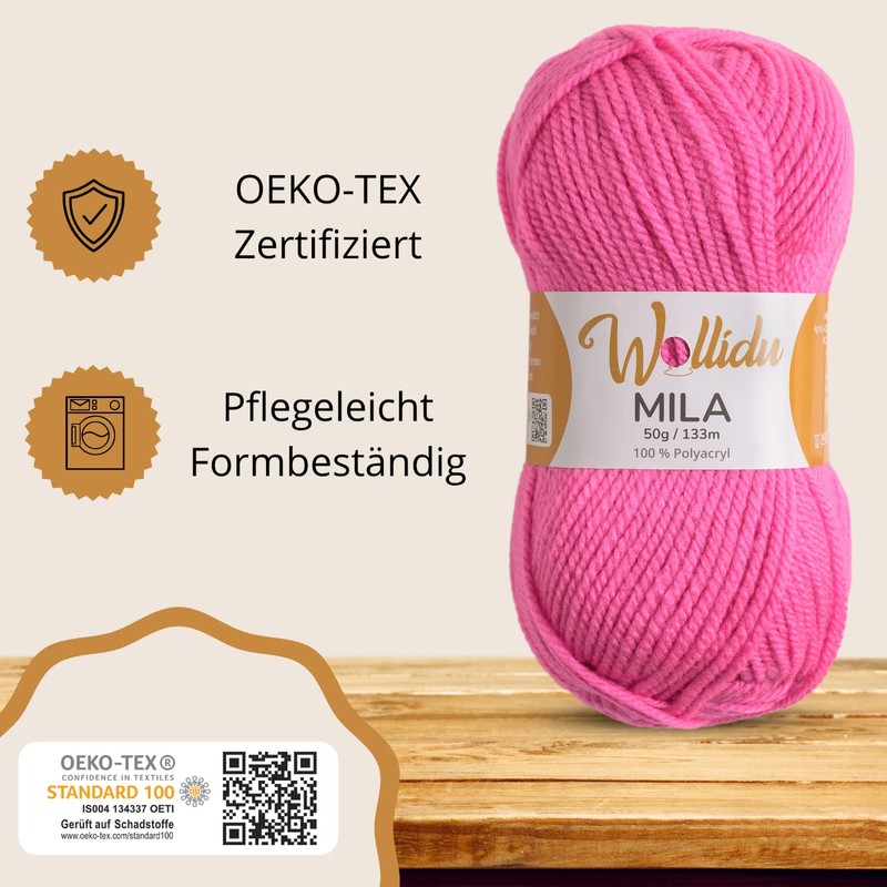 Wollidu Mila Yarn for Crochet and Knitting, 4 x 50
