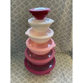 Zulay Kitchen BRAND NEW!! - Never used - Mixing Bowl set (6 Bowls - 6 Lids) - OMBRE RED/PINK