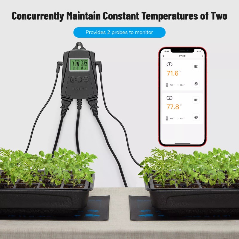 INKBIRD Wifi Temperature Controller Thermostat Switch Dual Output Seedling Heat