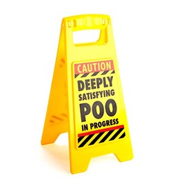 MDI Australia Poo in Progress Warning Desktop Sign Novelty, Yellow/Black