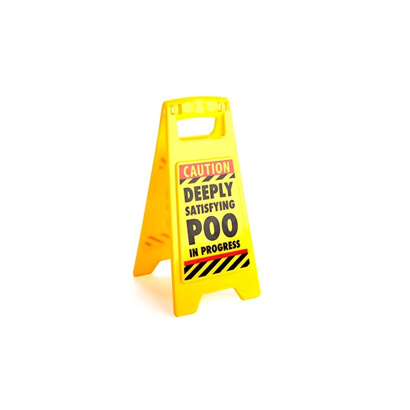 MDI Australia Poo in Progress Warning Desktop Sign Novelty, Yellow/Black