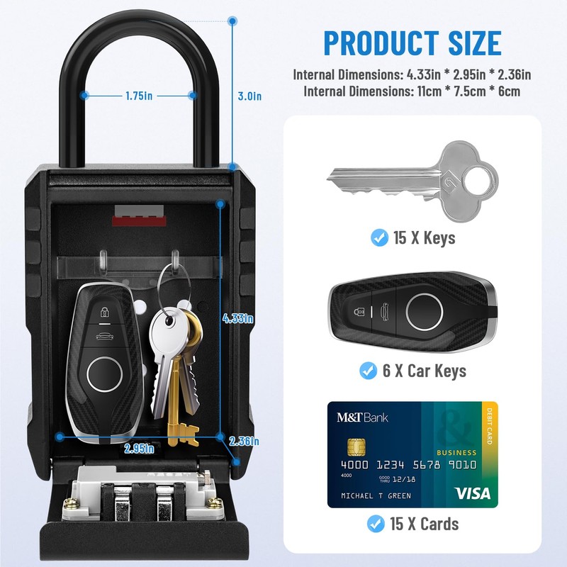 NEWIROVE Large Key Safe Wall Mounted & Hanging Key Cabinet