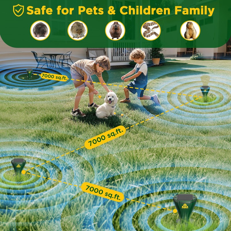 Mole Repellent Solar Powered 8 Pack, Snake Vole Repellent Outdoor,