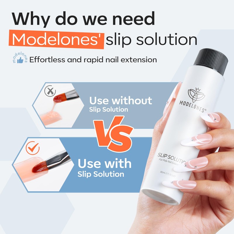 modelones Slip Solution for Poly Gel, 2.8oz Anti-Stick Liquid for