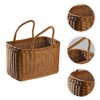 Sewroro Picnic Basket with Handles Handmade Plastic Woven Basket Multifunctional