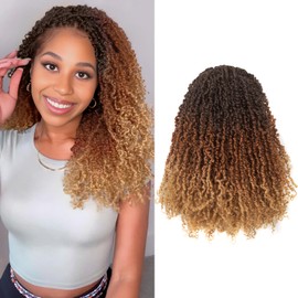 Yanky Twist Crochet Hair - 12 Inch 8 Packs (30 Strands/Pcs) Fluffy Spring Mini Twist Passion Twist, 3 Brown Highlight 3 Tones Pre-Looped Crochet Braids Braiding Hair (12 Inch, OT4/30/27-8P)