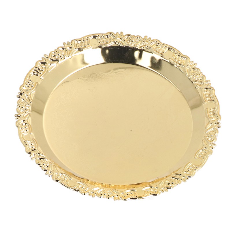 Round Decorative Dinner Plate Stainless Steel Storage Tray for Jewelry