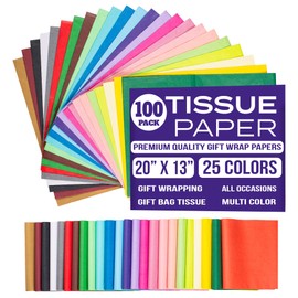 Purple Papers Multicolor Assorted Gift Tissue | 20x13 Inches Pack of 100 Tissue Paper for Gift Bags | Small and Medium Sizes for Holiday, Wrapping and Gift Tissue Paper Needs