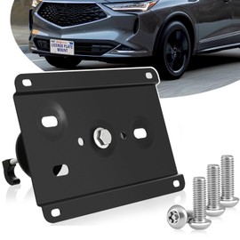 No Drill Tow Hook License Plate Mount Relocator Bracket Kit with Anti-Theft Security Compatible with Acura MDX 2022-2024 4th gen,ZDX 2010-2024, License Plate Bracket Holder Black Car Tag Frame