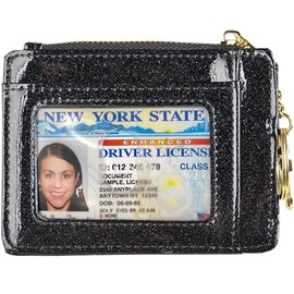 ehsbuy Card Holders Women Slim Ladies Card Holder Wallet RFID Blocking Leather Zipper Coin Purse Keychain Card Wallet