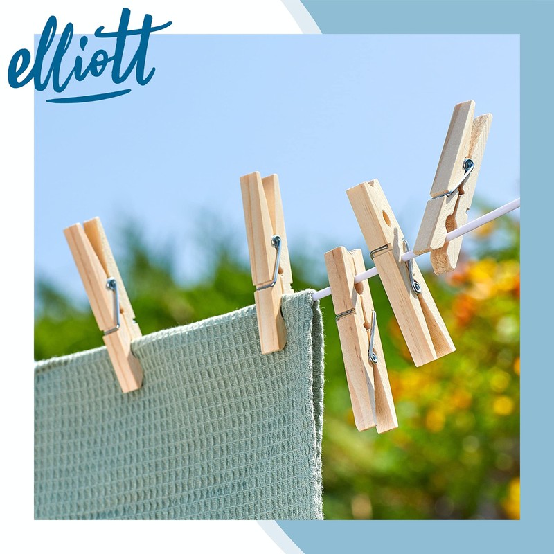 Elliott Hardwood Clothes Pegs with Metal Coil Spring for Firm
