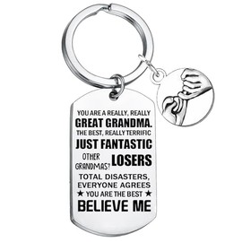 Waeceip Funny Grandma Gifts from Granddaughter Grandson Grandma Keychain Best Gift Idea for Grandmother Birthday Mothers Day Gift