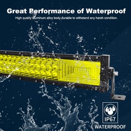 RIGIDON 32 Inch 405W Curved Amber LED Light Bar, Triple Row Flood Spot Combo 40500LM Light Bar Waterproof Driving Boat Offroad LED Work Light for ATV UTV Truck Roof Bumper