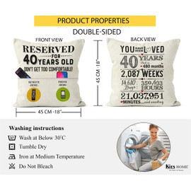 Kies CROWNLY® (Double-Sided) 40th Birthday Gifts 45x45 Pillow Cover Dad Birthday Gifts For Mum Birthday Gifts For Men 40th Birthday Gifts For Women 18 X 18 '' Auntie Birthday Gifts